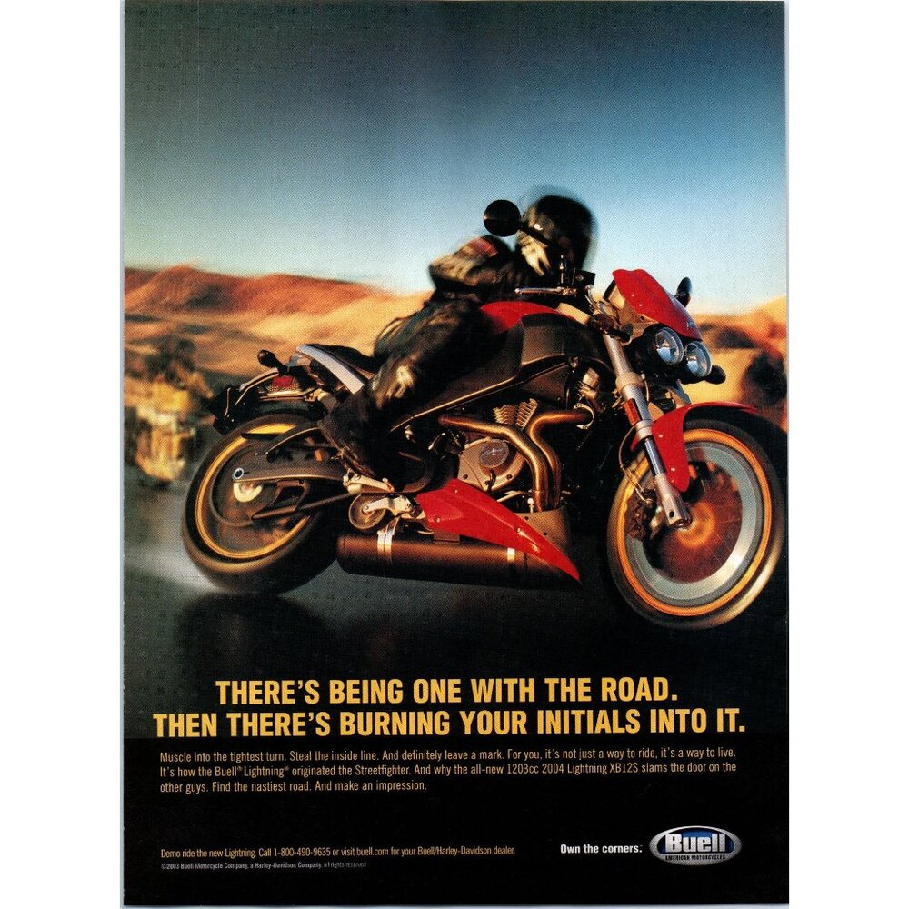 2004 Buell Motorcycles Lightning XB12S Sport Bike Vintage Print Ad Wall Art